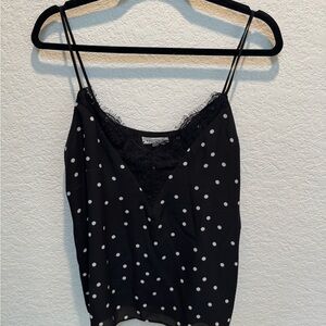 Socialite Black and White Polka Dot Lace Cami